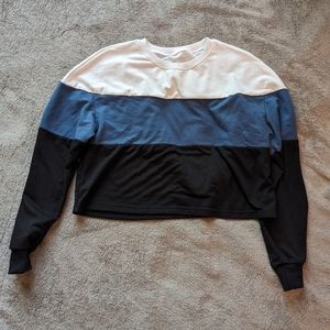 Long Sleeve Cropped Colorblock Shirt, Size Small